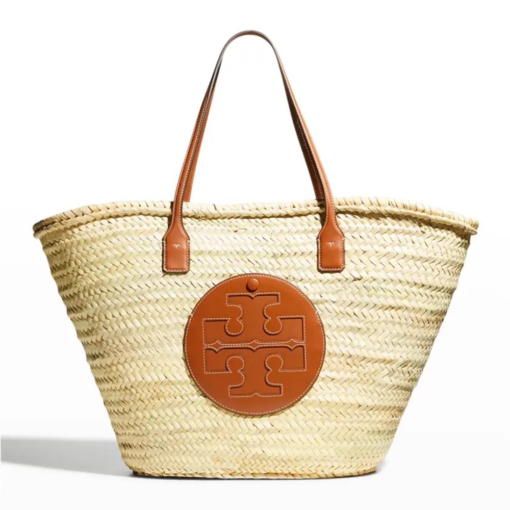 Tory Burch Ella Large Straw Basket Tote Bag